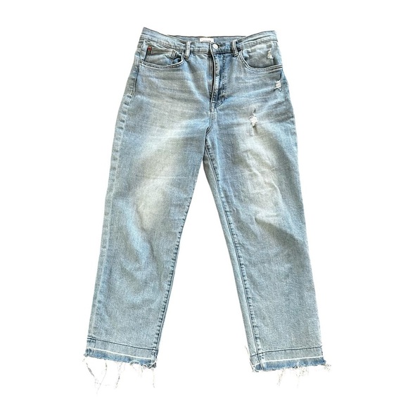 Hudson Kass Distressed High Rise Ankle Crop Straight Leg Jeans Light Wash 29 - Picture 2 of 10